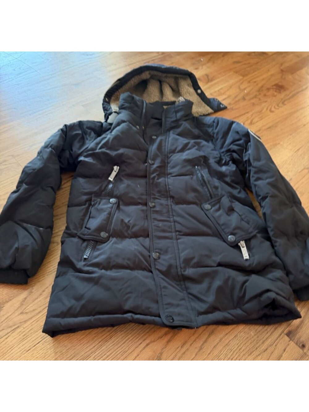 J Sports Hooded Black Coat Jacket Youth XL 13-14 Warm Coat - Picture 2 of 9